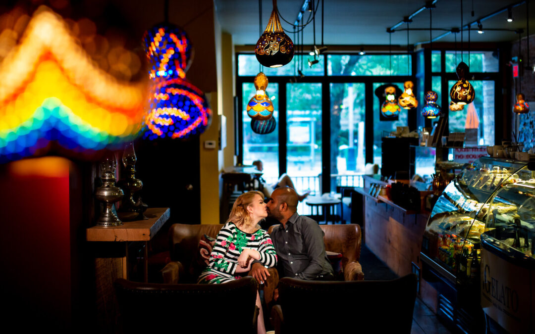 Coffee Shop Engagement Session – Rachel & Rishi
