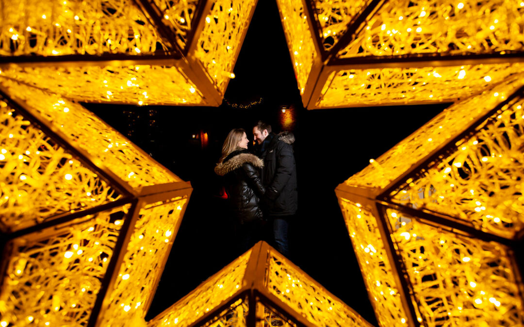 Distillery District Toronto Christmas Market Engagement Photos – Laura and Alen